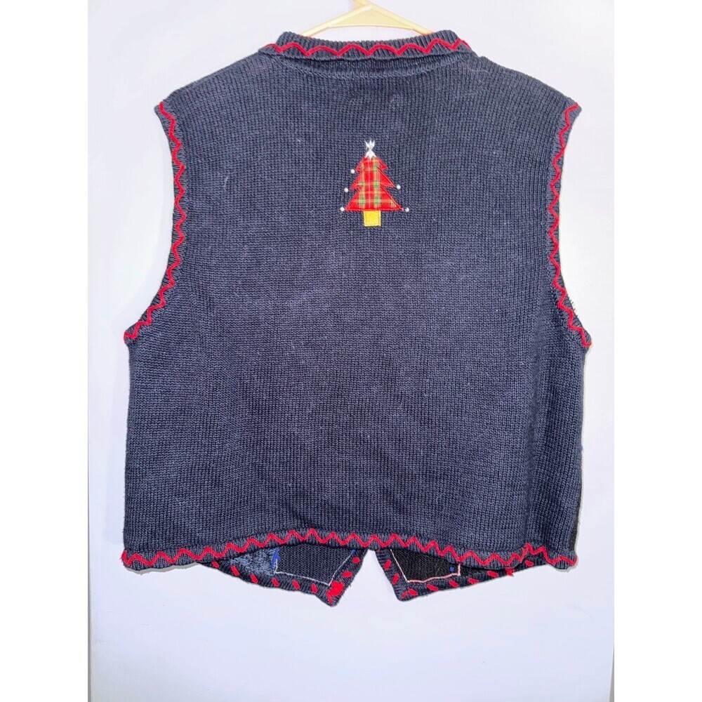 Designers Studio originals navy blue Christmas vest size large - Picture 5 of 6